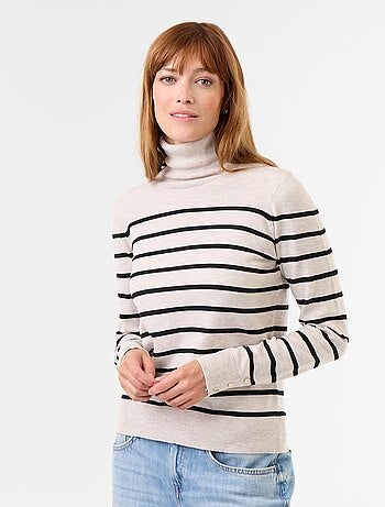 Pull fine jauge col roulé
