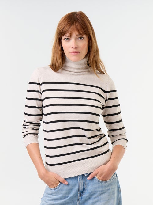 Pull fine jauge col roulé - Kiabi