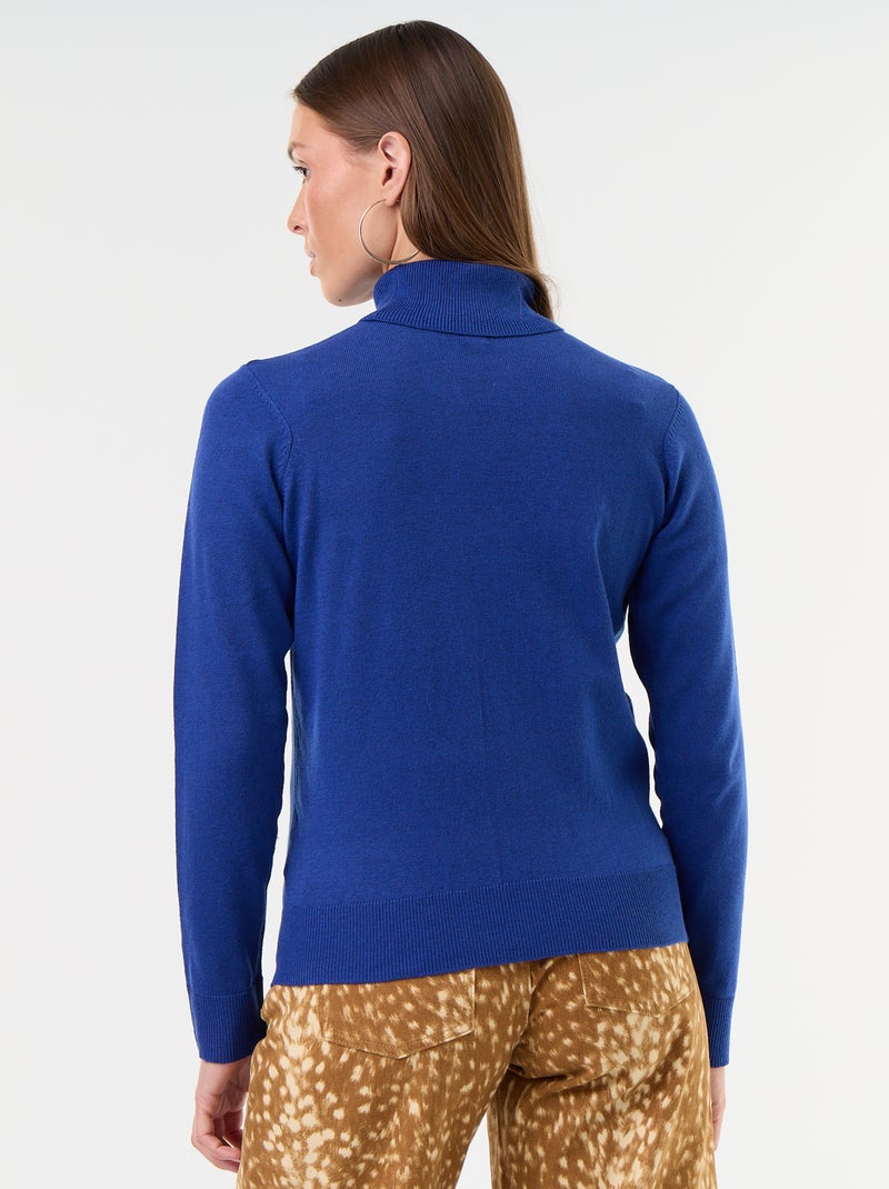 Pull fine jauge col roulé Bleu - Kiabi