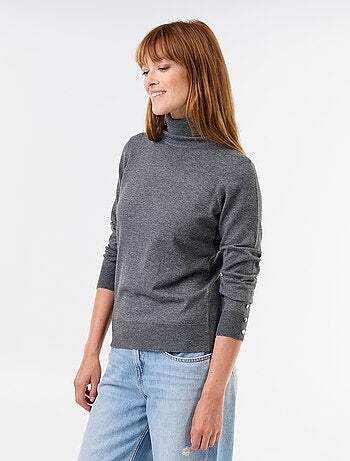 Pull fine jauge col roulé