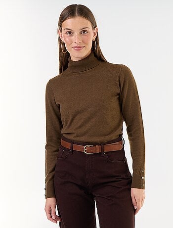 Pull fine jauge col roulé