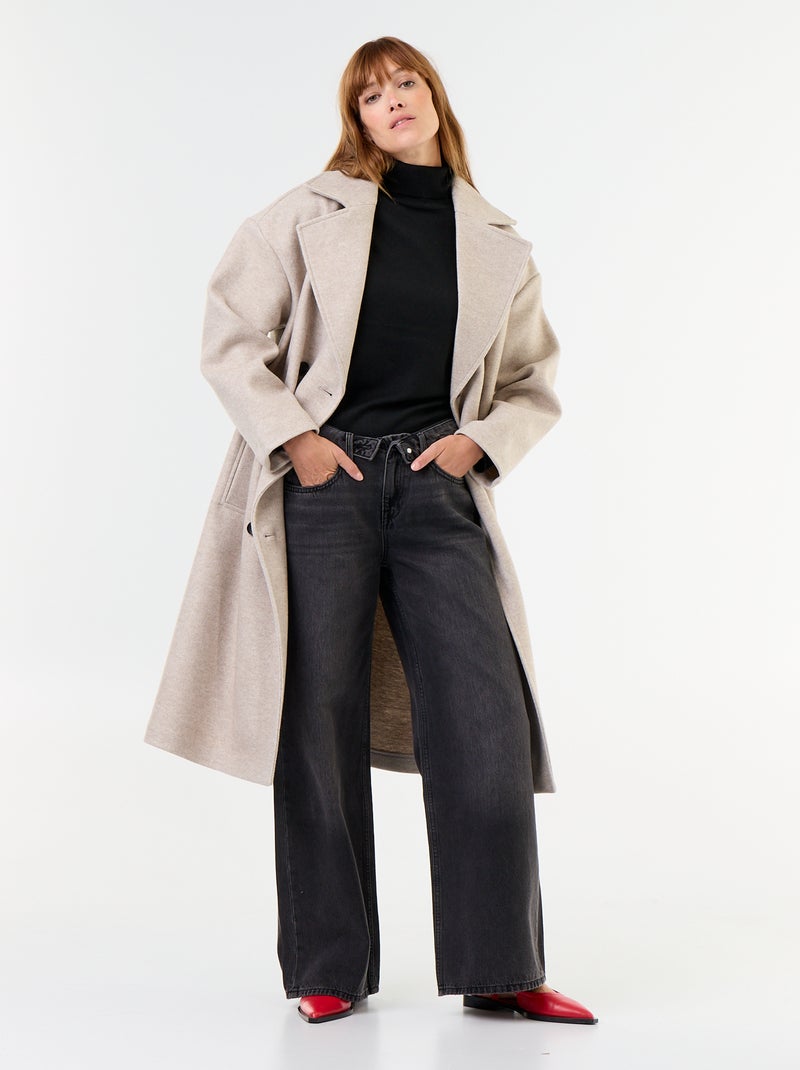 Pull fine jauge col roulé Noir - Kiabi
