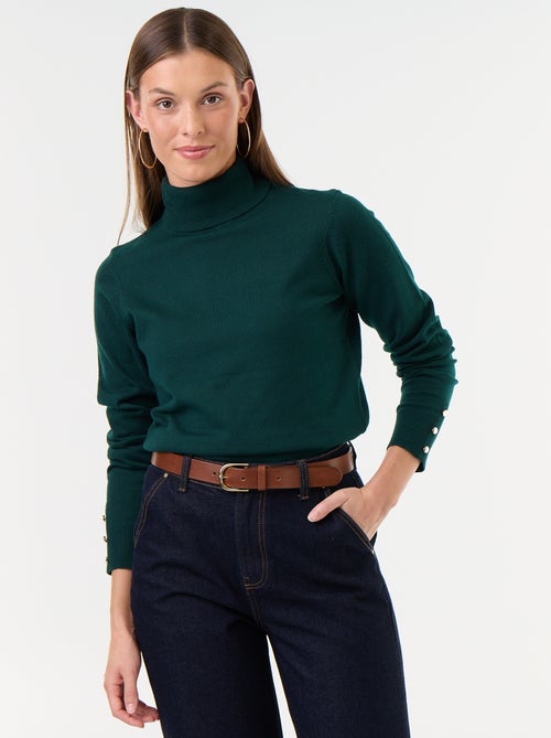 Pull fine jauge col roulé - Kiabi