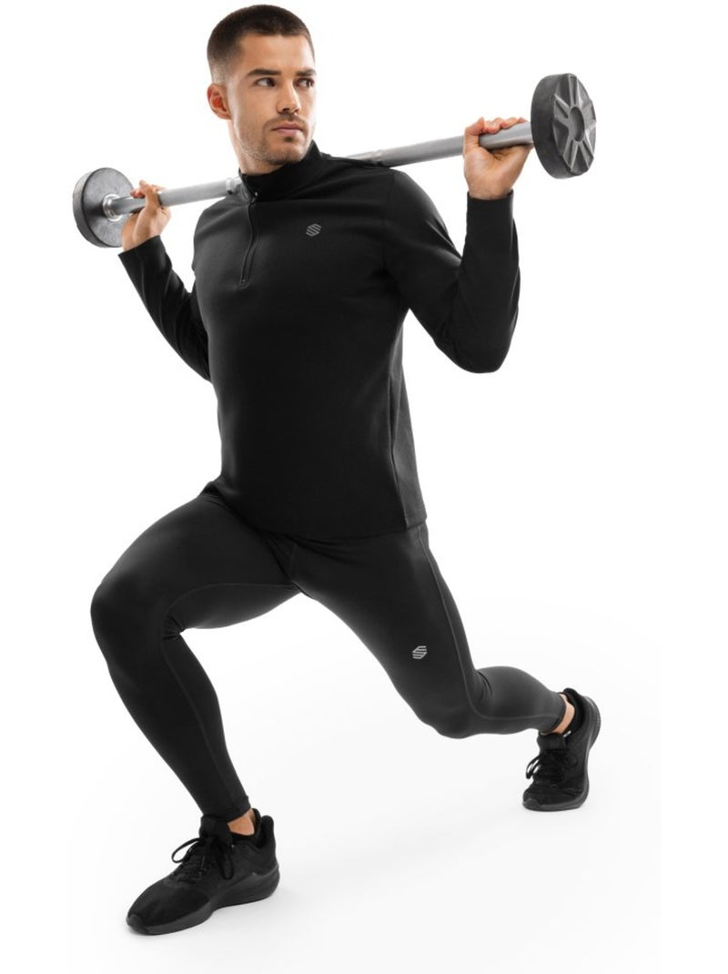 Pull fitness demi-zip homme fitness homme inter Noir - Kiabi