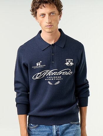 Pull forme polo avec imprimé