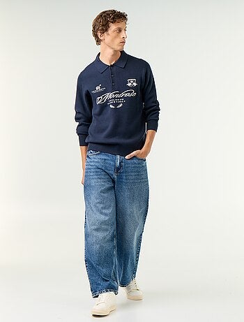 Pull forme polo avec imprimé