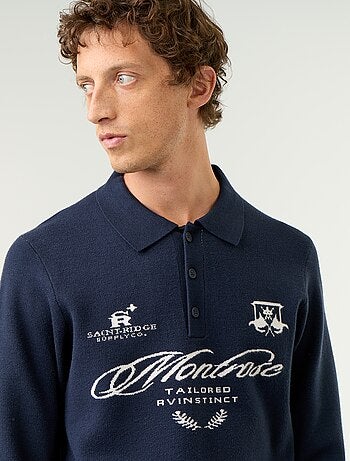 Pull forme polo avec imprimé