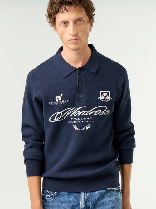 Pull forme polo avec imprimé - Kiabi