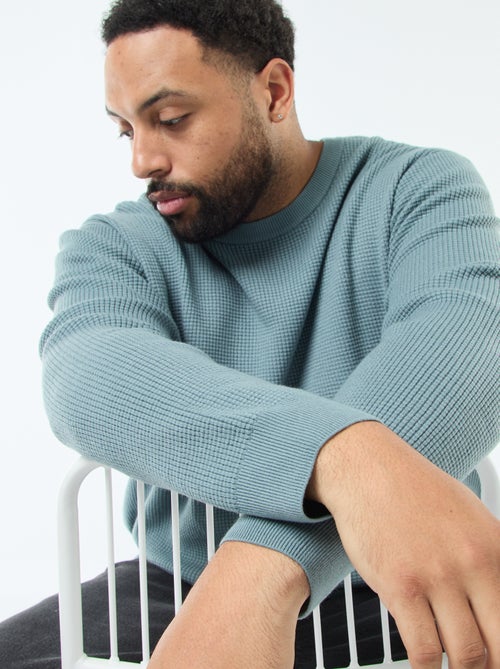Pull gaufrée en maille stretch - Kiabi