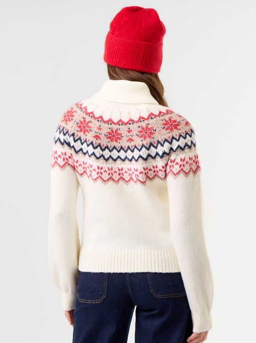 Pull grosse jauge jacquard - Kiabi