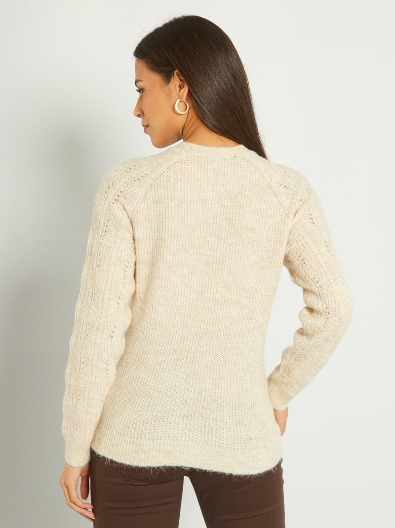 Pull Ajouré Beige Globus Taille 38 - Occasion Très Bon état - Pull Femme Style Intemporel