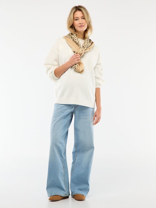 Pull grossesse chaud brodé à fleurs - Kiabi