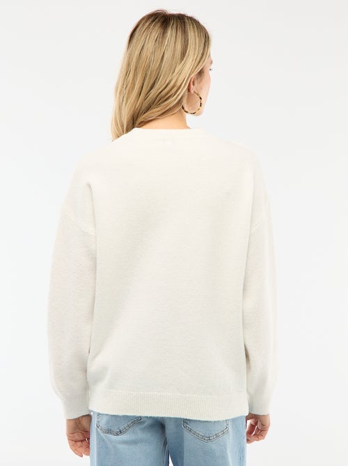 Pull grossesse chaud brodé à fleurs - Kiabi