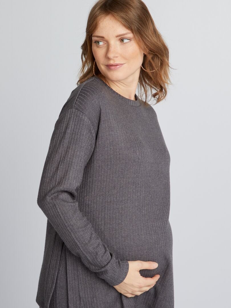 Pull grossesse loose ?� col rond - Gris fonc?� - Kiabi - 18.00�?�