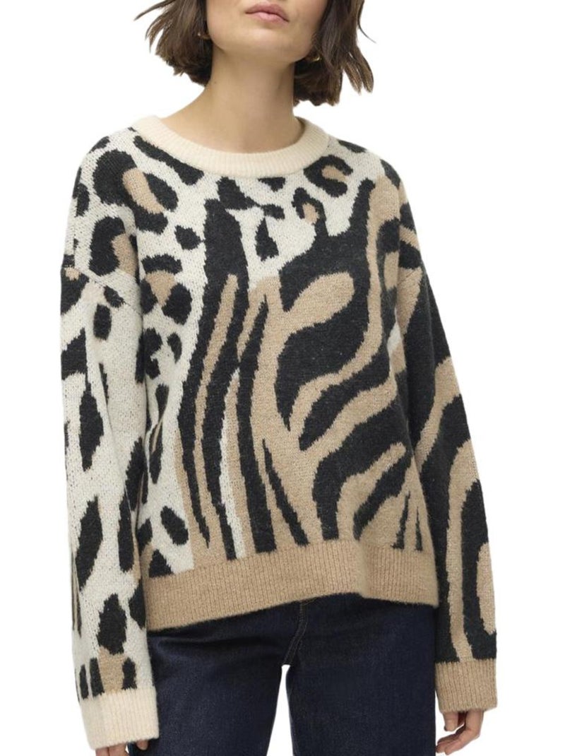 Pull Imprimé Femme Vero Moda Marron cappuccino - Kiabi