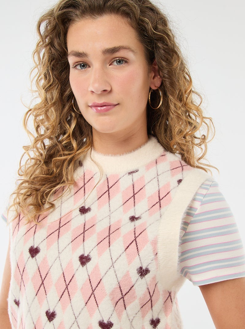 Pull imprimé losanges - Saint-Valentin Rose - Kiabi