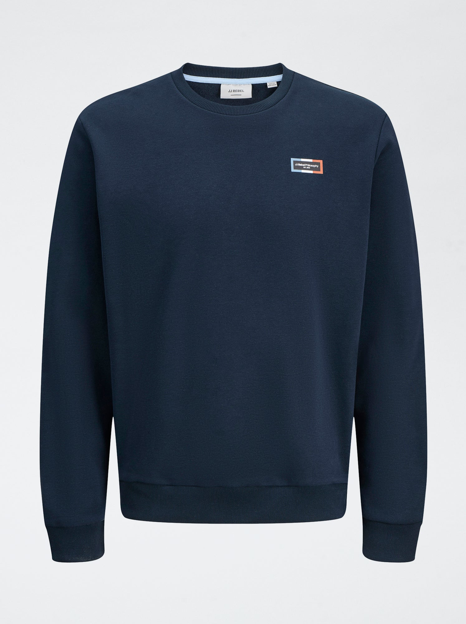 Multi bleu | Pull col ras du cou en coton Fairisle | WoolOvers FR