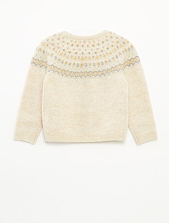 Pull jacquard en maille fluffy