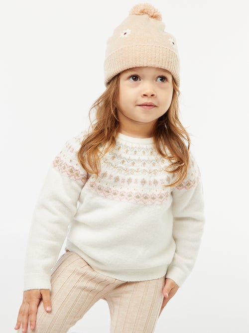 Pull jacquard en maille fluffy - Kiabi