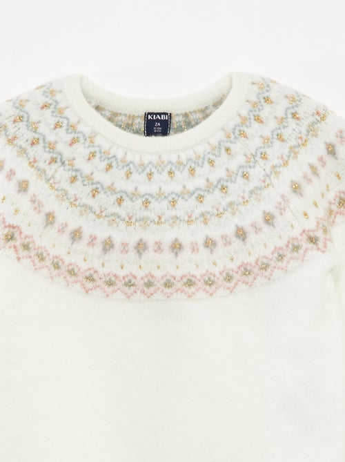 Pull jacquard en maille fluffy - Kiabi