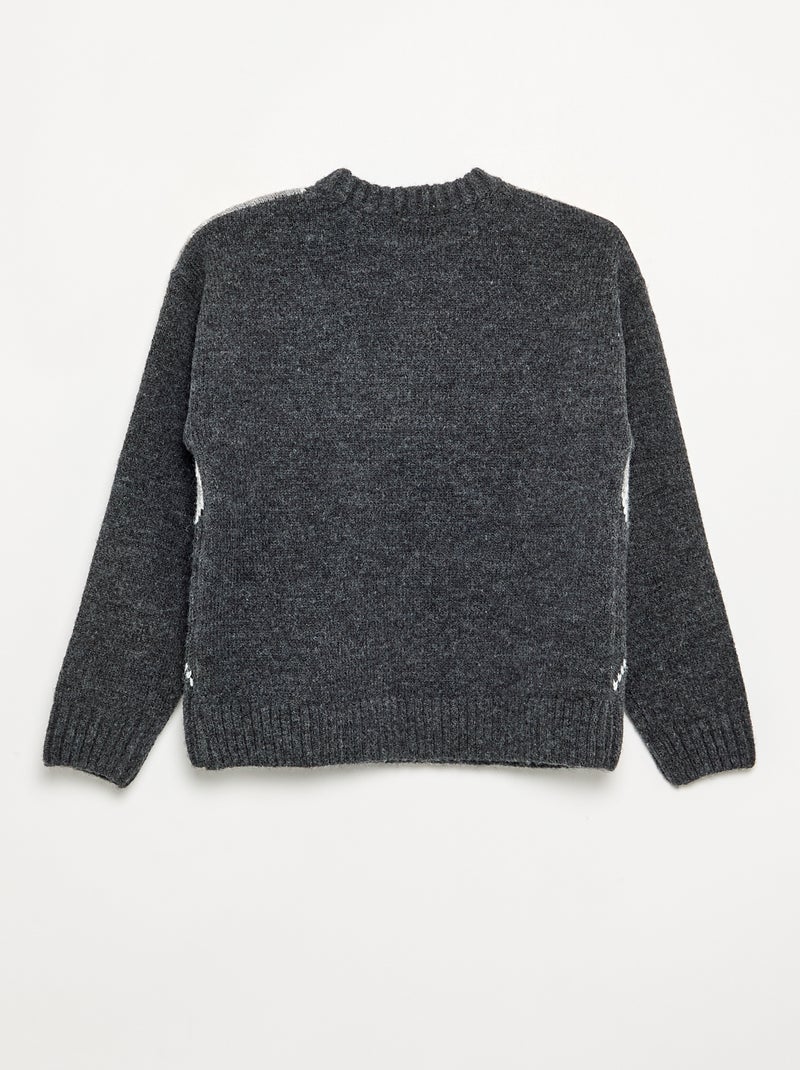 Pull jacquard Gris - Kiabi
