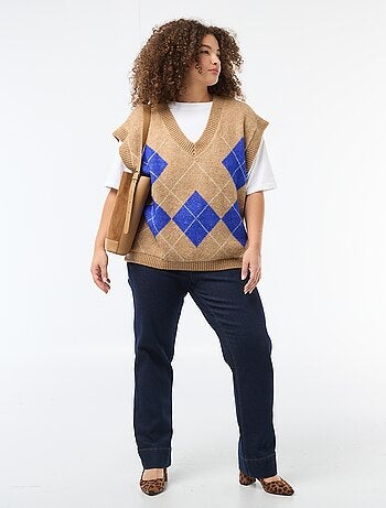 Pull jacquard sans manches