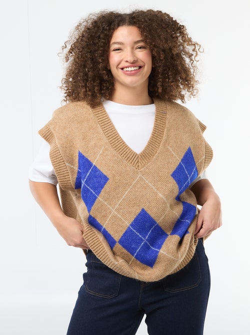 Pull jacquard sans manches - Kiabi