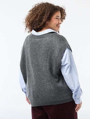 Pull jacquard sans manches