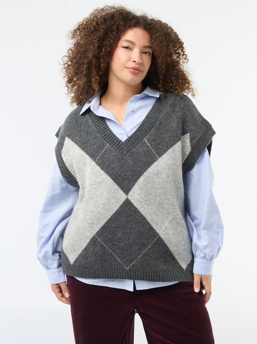Pull jacquard sans manches - Kiabi
