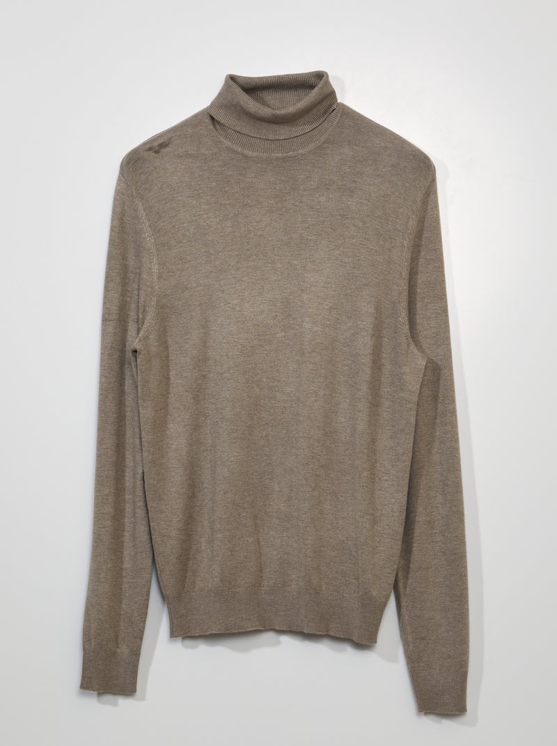 Pull léger col roulé Beige - Kiabi