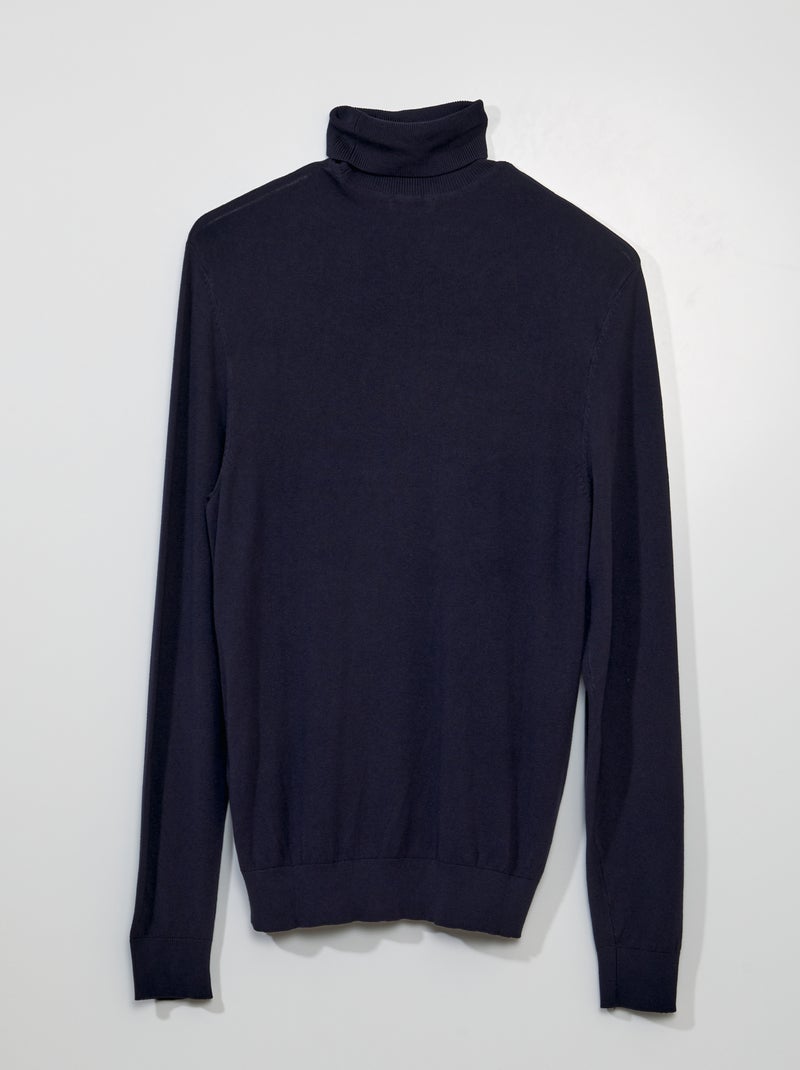 Pull léger col roulé Bleu - Kiabi