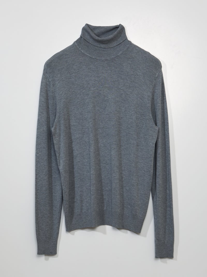 Pull léger col roulé Gris - Kiabi