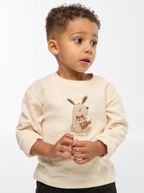 Pull léger en coton stretch avec imprimé - Kiabi