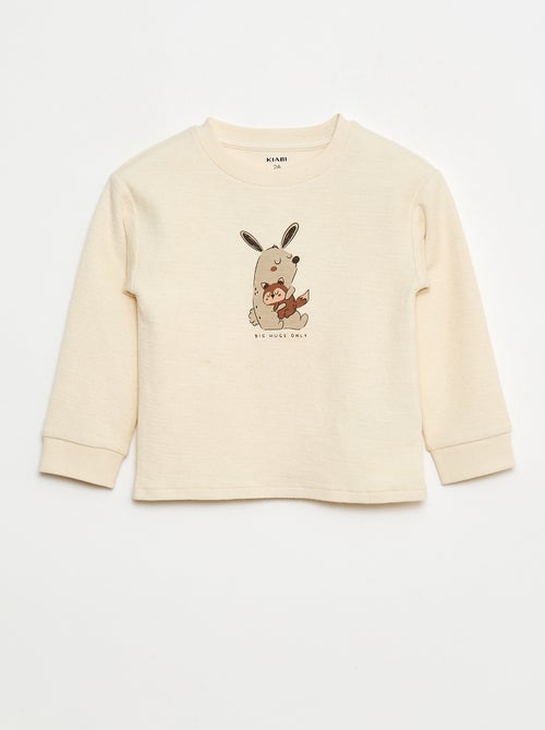 Pull léger en coton stretch avec imprimé - Kiabi