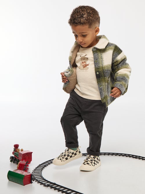 Pull léger en coton stretch avec imprimé - Kiabi