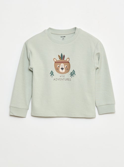 Pull léger en coton stretch avec imprimé - Kiabi