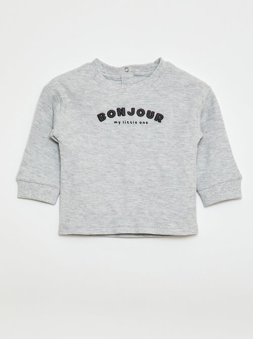 Pull léger en coton stretch avec imprimé - Kiabi