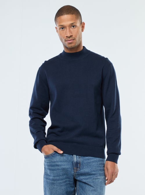 Pull léger en maille fine à col montant - Kiabi