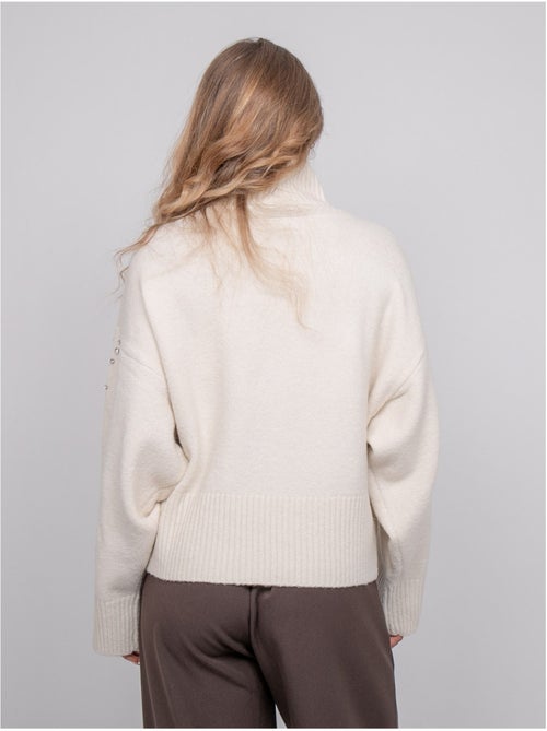 Pull maille col montant orné de strass kobilie - Kiabi
