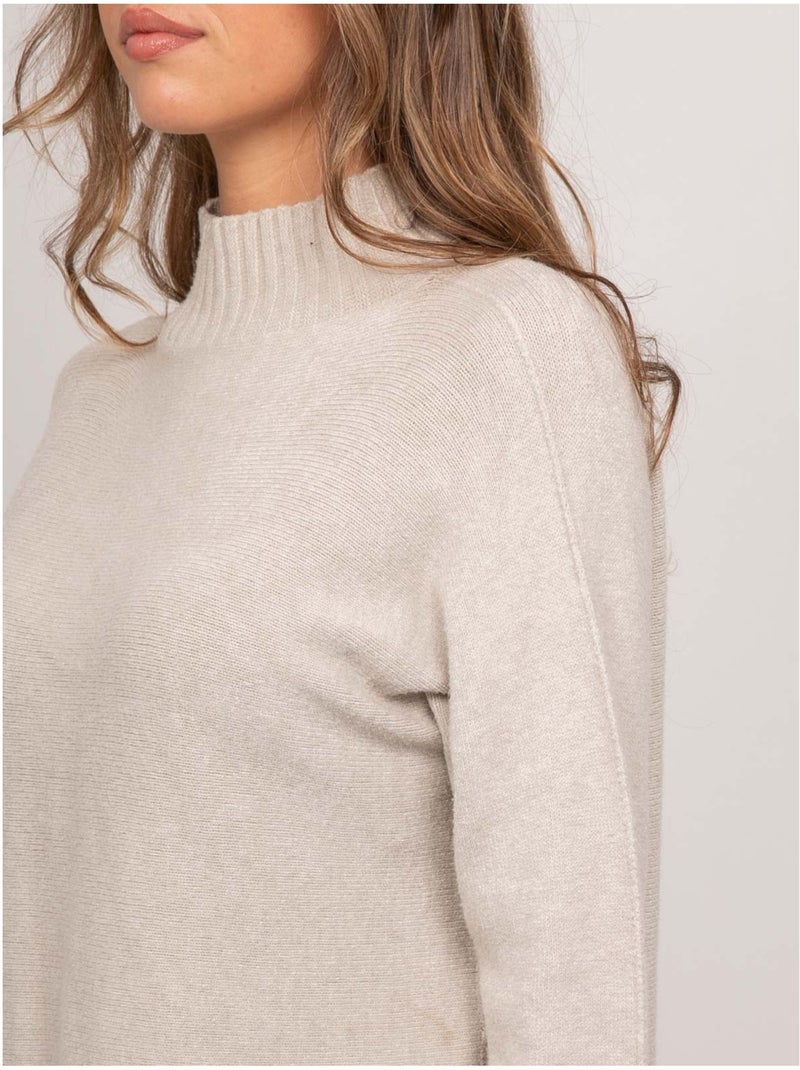 Pull maille col montant oversize kaleta Beige - Kiabi