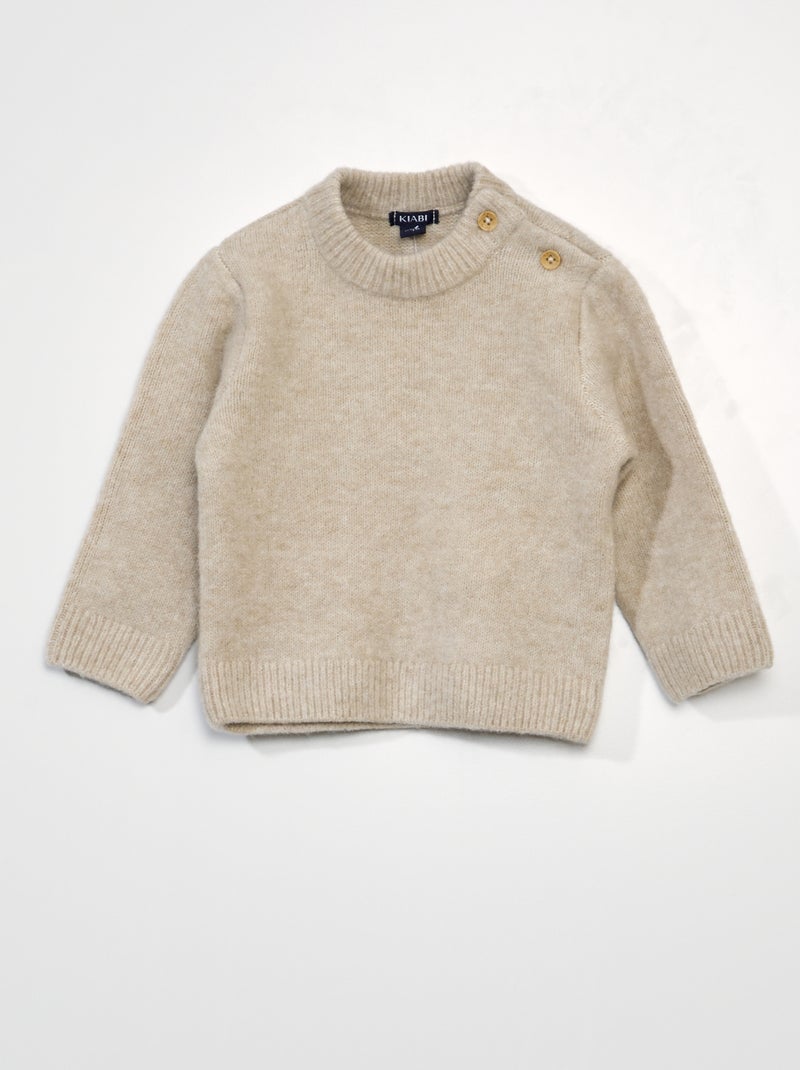 Pull maille douce Beige - Kiabi