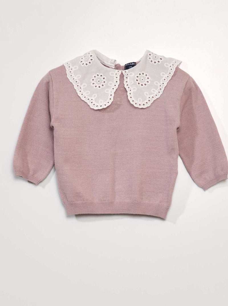 Pull maille douce et col claudine Violet - Kiabi