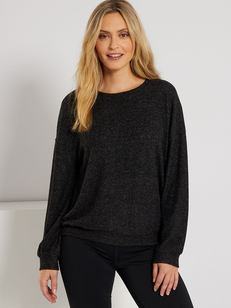 Pull maille douce gris - Kiabi