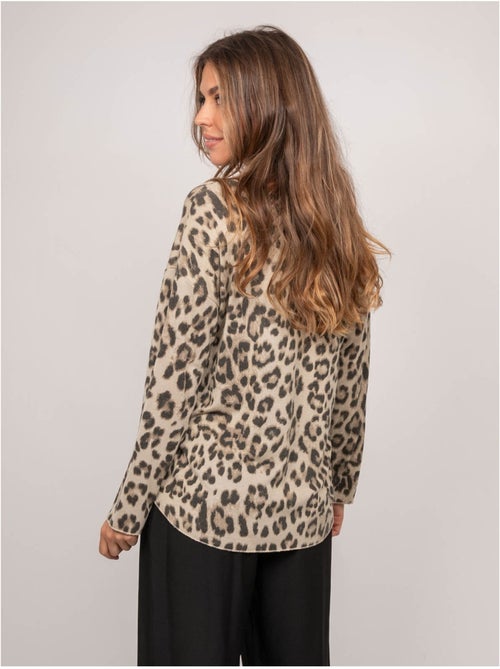 Pull maille fine imprimé léopard farenza - Kiabi
