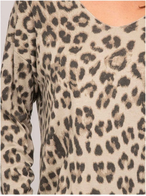 Pull maille fine imprimé léopard farenza - Kiabi