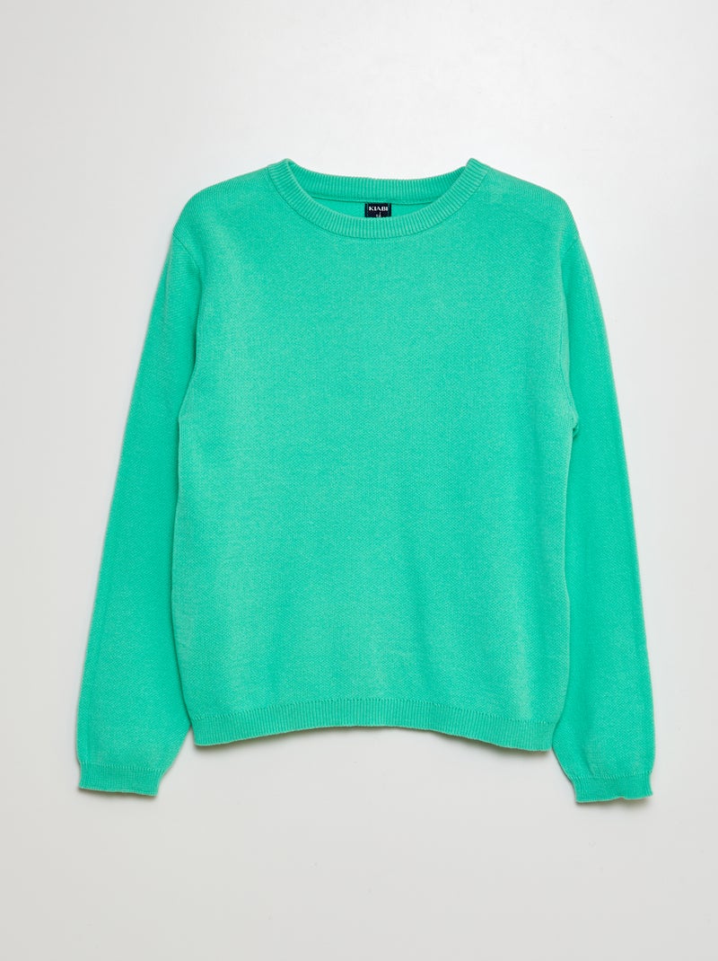 Pull maille fine jauge couleur uni Vert - Kiabi