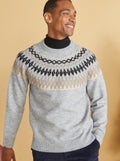 Pull maille jacquard Gris bleu - Kiabi