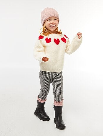 Pull maille jacquard motifs coeurs