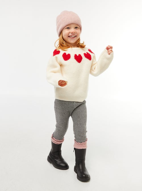 Pull maille jacquard motifs coeurs - Kiabi