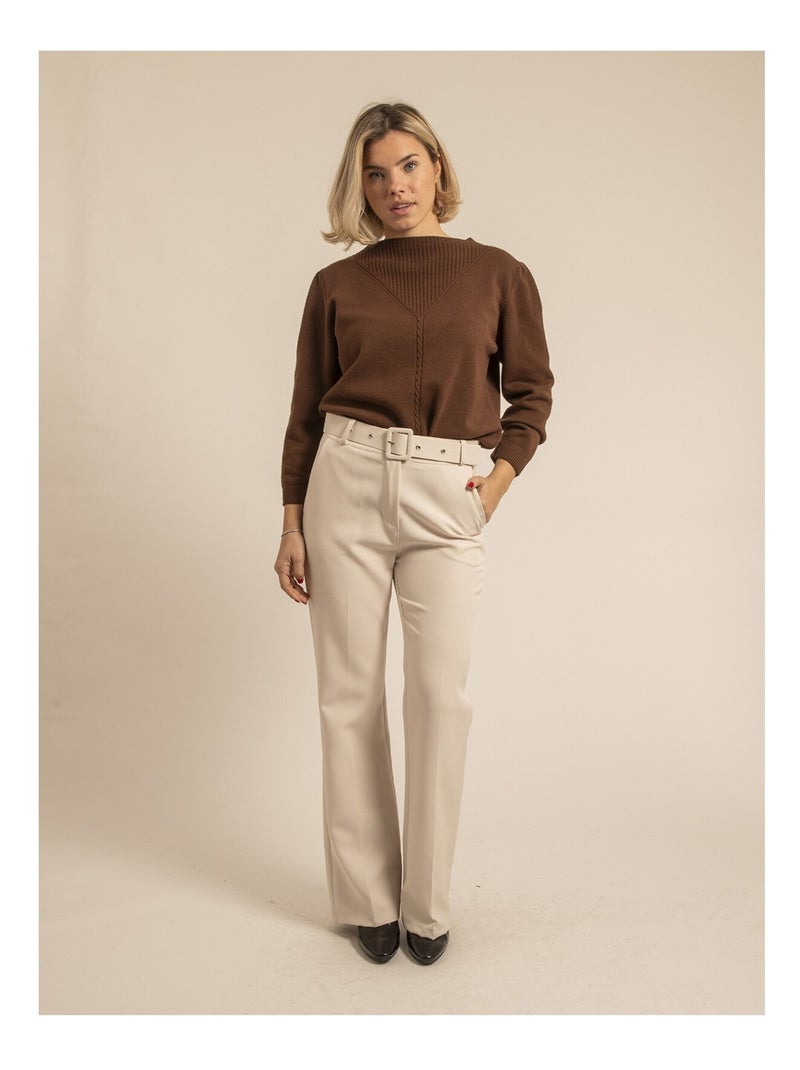 Pull maille kaori Marron - Kiabi